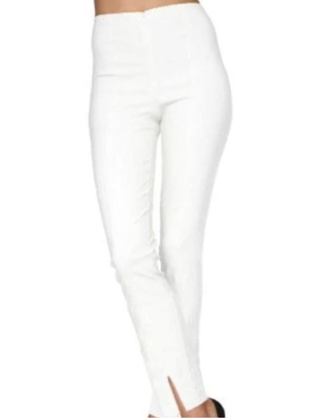 MESMERIZE PANTS WITH FRONT ANKLE SLITS AND FRONT ZIPPER IN WHITE Size 8